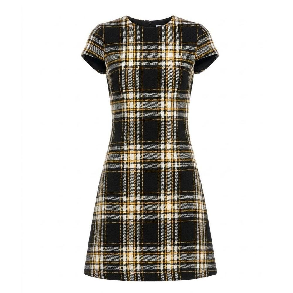 Alice + Olivia Black White Tweed Exposed Zip Party Mini Dress | Size 2